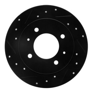 Hyundai Elantra Brake Rotor (1) - Rear Left - R1 Concepts - Drilled & Slotted - Black - `97-`06